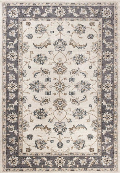 3' X 5' Gray And Ivory Floral Medallion Area Rug
