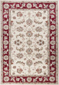 5' X 8' Ivory Red Bordered Floral Indoor Area Rug