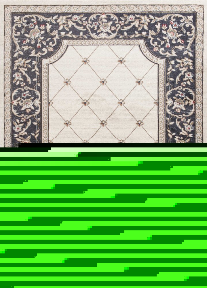 5' X 8' Ivory And Gray Floral Area Rug