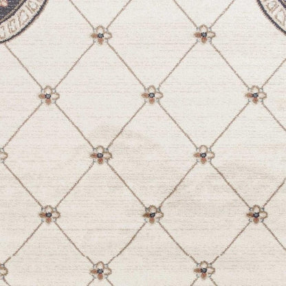 5' X 8' Ivory And Gray Floral Area Rug