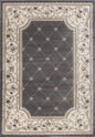 5' X 8' Grey Ivory Bordered Floral Indoor Area Rug