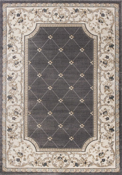 8' Gray And Ivory Floral Runner Rug