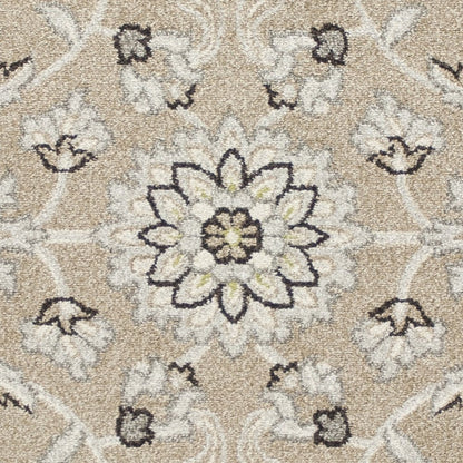 5' X 8' Gray And Ivory Floral Indoor Outdoor Area Rug