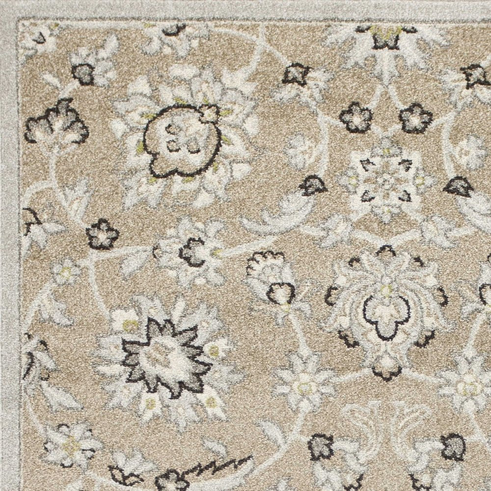 7' X 10' Beige Floral Indoor Outdoor Area Rug