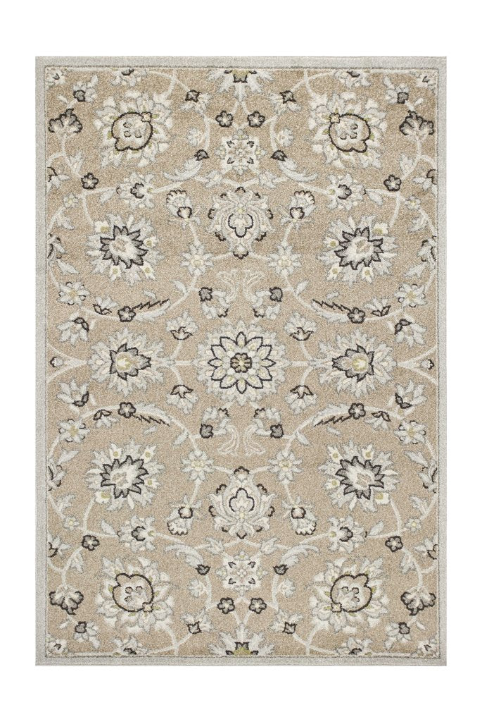7' X 10' Beige Floral Indoor Outdoor Area Rug