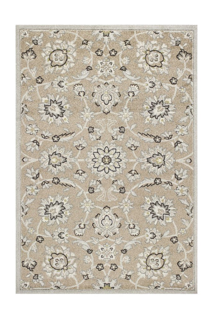 7' X 10' Beige Floral Indoor Outdoor Area Rug