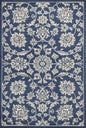 5' X 8' Blue And Ivory Floral Medallion Area Rug