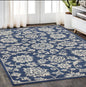 3' X 5' Blue and Ivory Area Rug