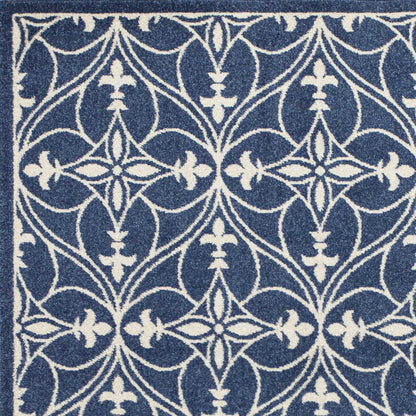 3' X 5' Blue and Ivory Area Rug