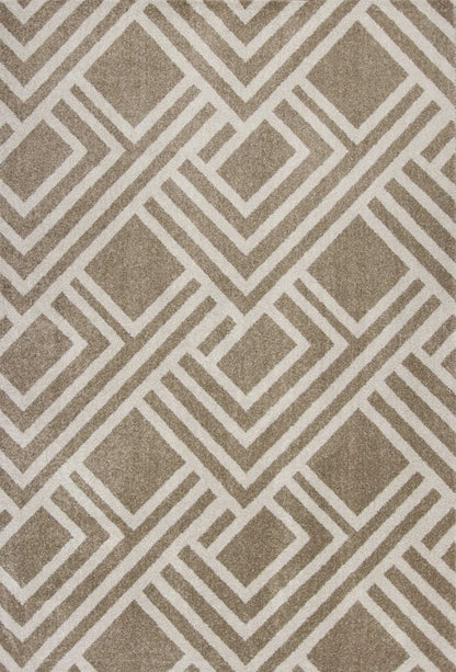 3' X 5' Beige Geometric Indoor Outdoor Area Rug