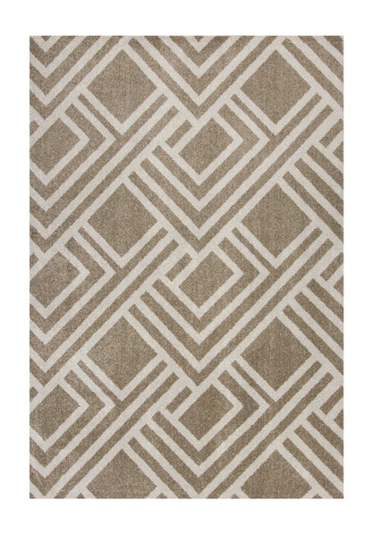 3' X 5' Beige Geometric Indoor Outdoor Area Rug