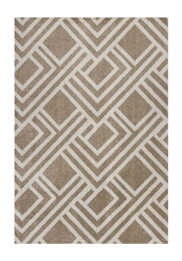 3' X 5' Beige Geometric Indoor Outdoor Area Rug
