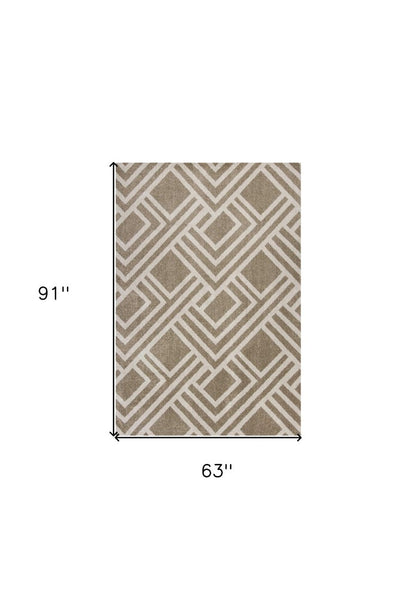 3' X 5' Beige Geometric Indoor Outdoor Area Rug