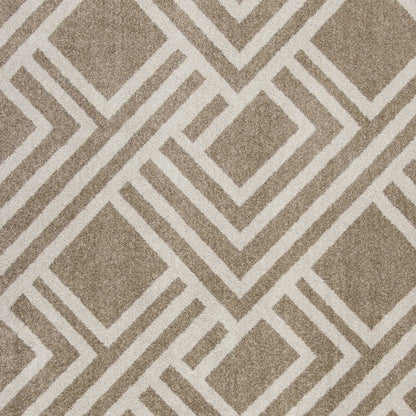 3' X 5' Beige Geometric Indoor Outdoor Area Rug