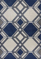 5' X 8' Blue Ivory And Gray Geometric Area Rug
