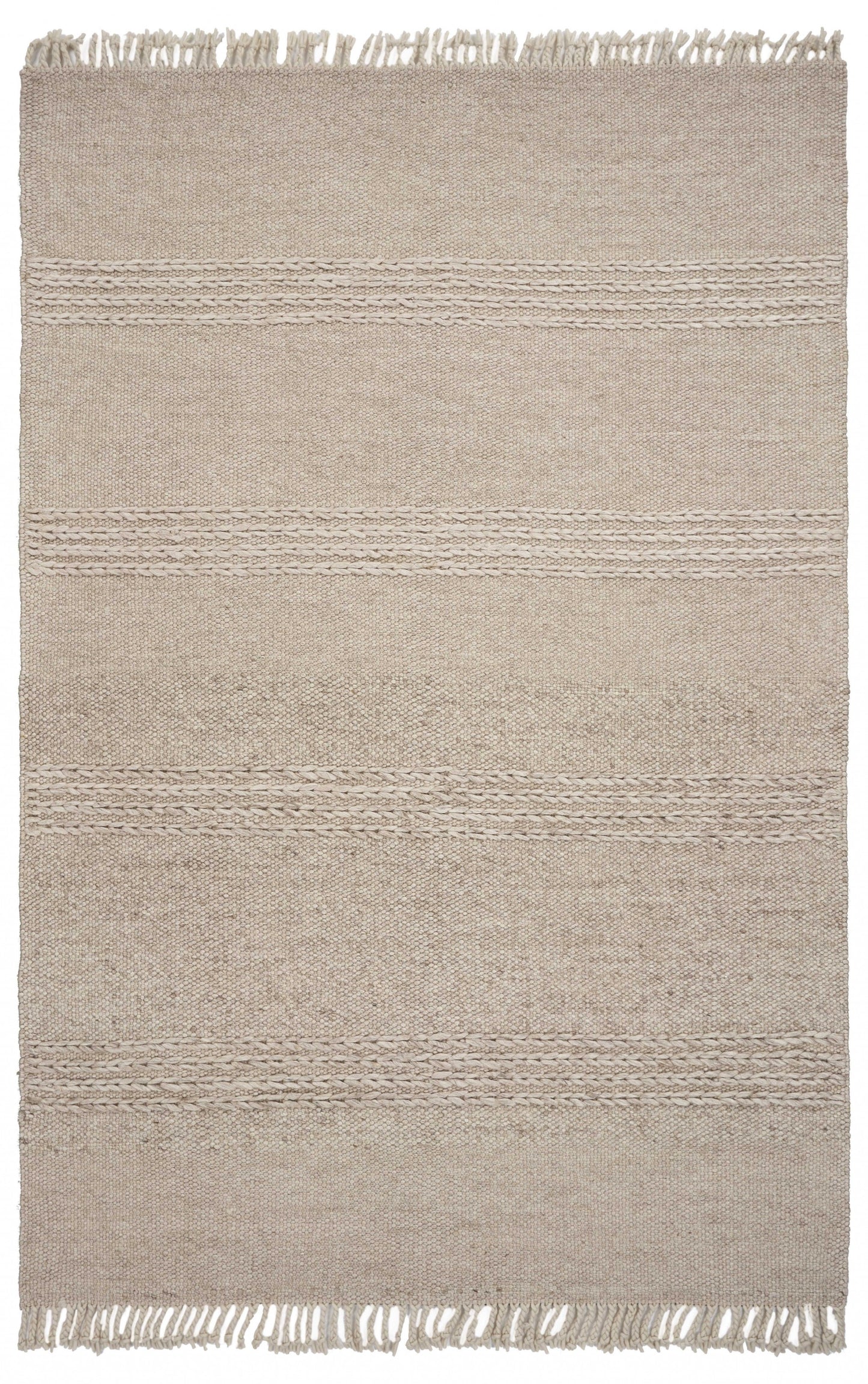 3' X 5' Natural Wool Hand Woven Area Rug