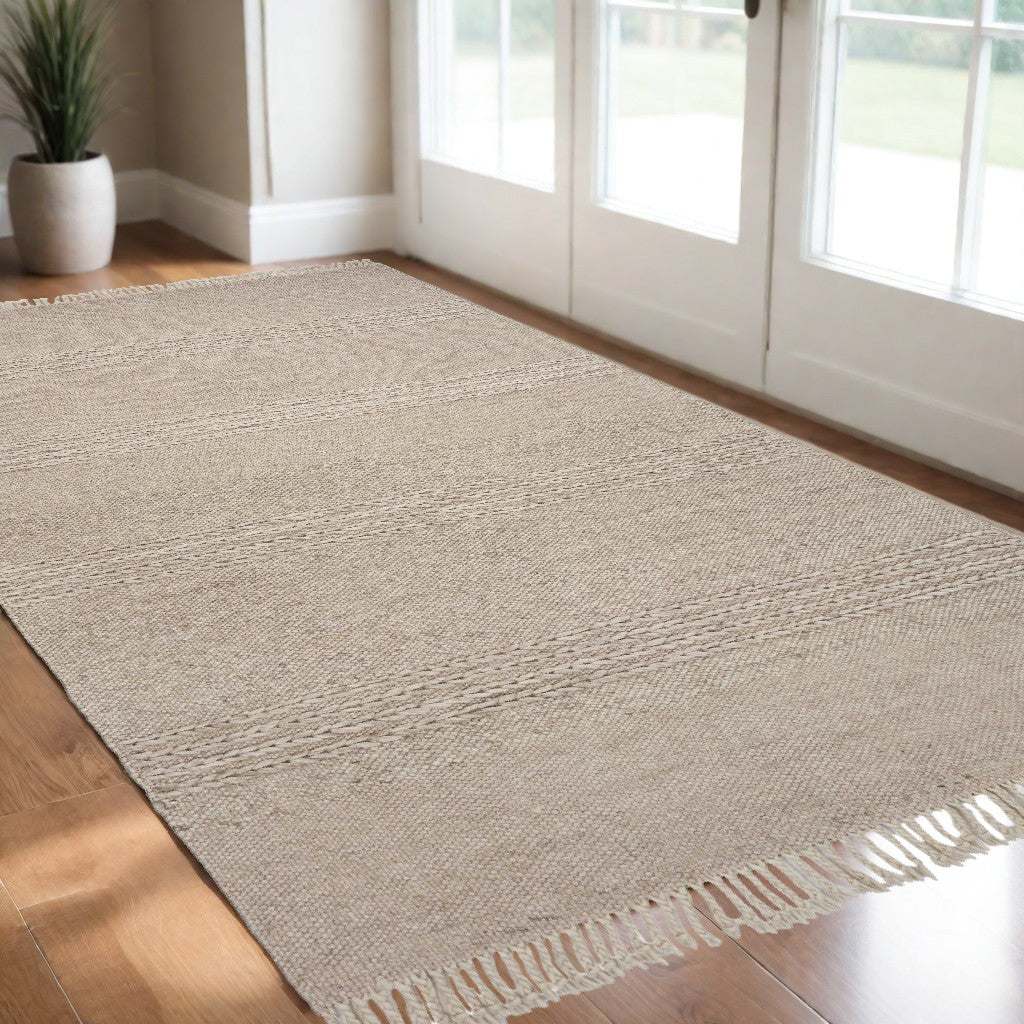 3' X 5' Natural Wool Hand Woven Area Rug