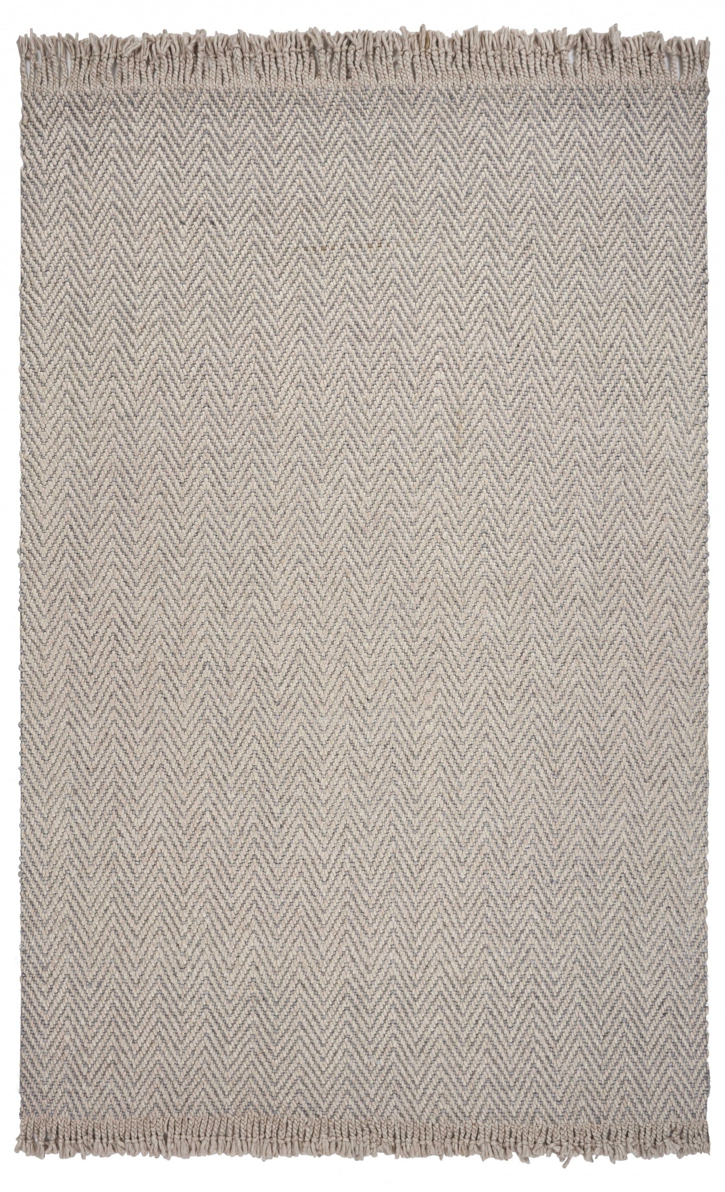 3' X 5' Oatmeal Beige Wool Chevron Hand Woven Area Rug