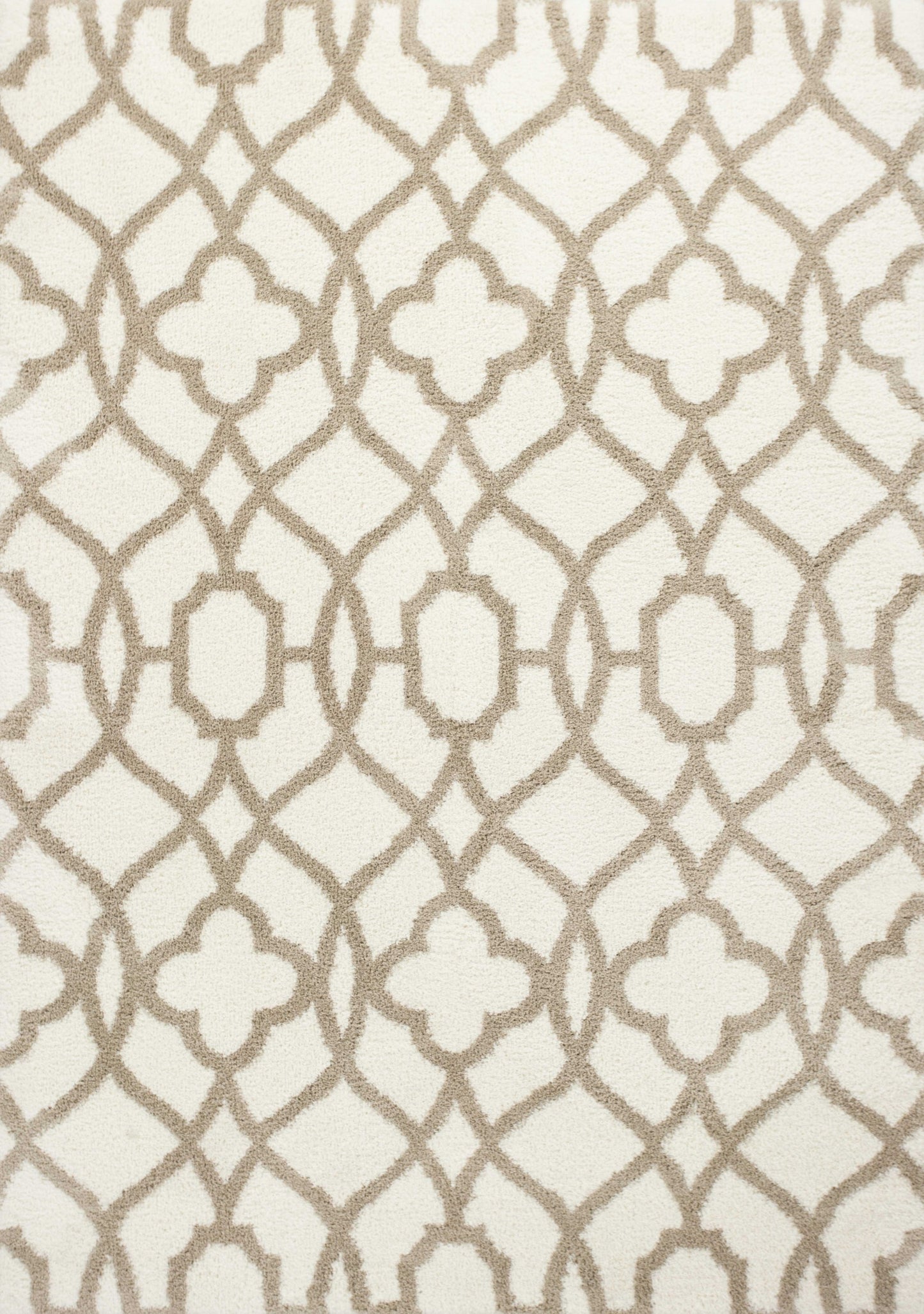 3' X 5' Ivory Beige Trellis Machine Woven Microfiber Indoor Area Rug