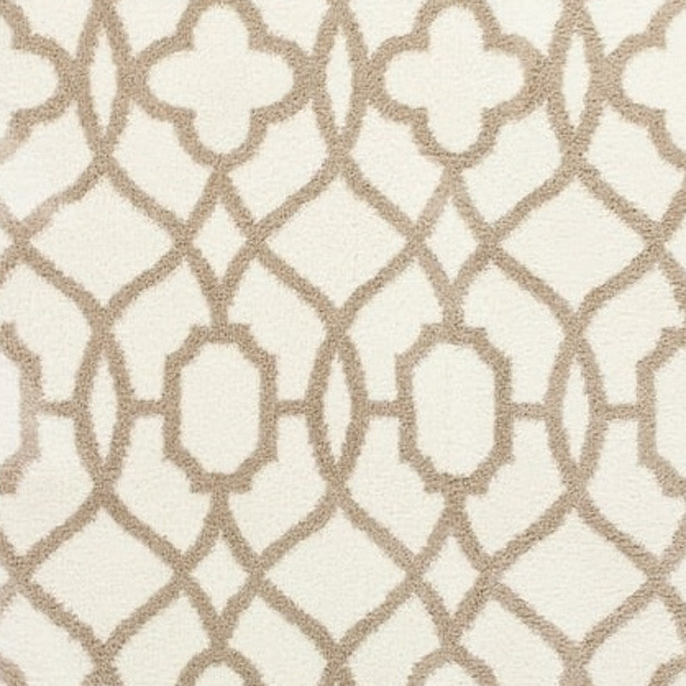 3' X 5' Ivory Beige Trellis Machine Woven Microfiber Indoor Area Rug