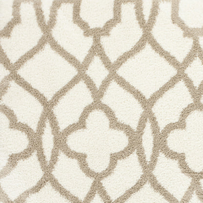 3' X 5' Ivory Beige Trellis Machine Woven Microfiber Indoor Area Rug