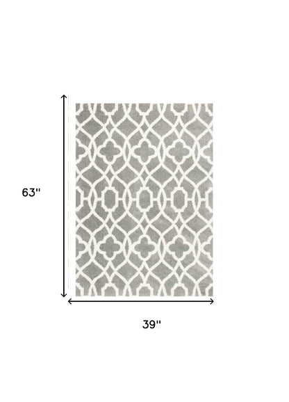 3' X 5' Grey Or Ivory Vintage Pattern Area Rug