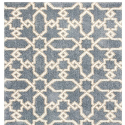 3' X 5' Slate Blue Geometric Machine Woven Microfiber Indoor Area Rug