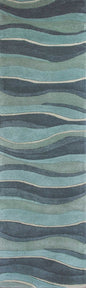 8' Blue Gray And Ivory Wool Hand Tufted Runner Rug