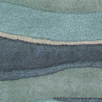 8' Blue Gray And Ivory Wool Hand Tufted Runner Rug