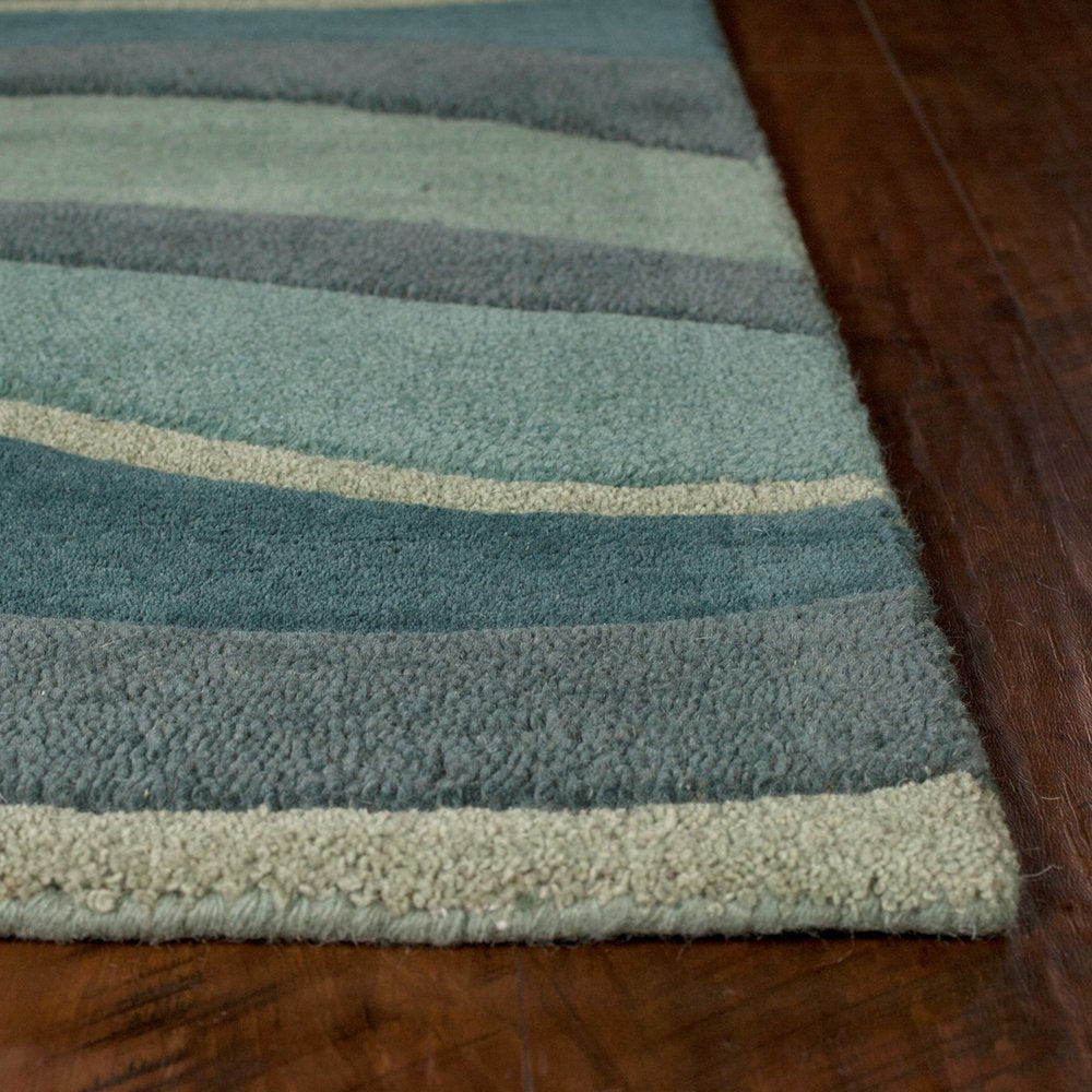 8' Blue Gray And Ivory Wool Hand Tufted Runner Rug