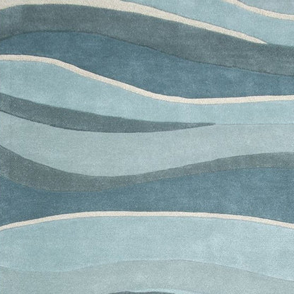8' Blue Gray And Ivory Wool Hand Tufted Runner Rug