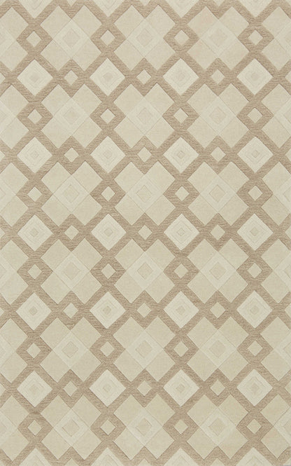 2' X 7' Ivory Diamond Tiles Wool Runner Rug