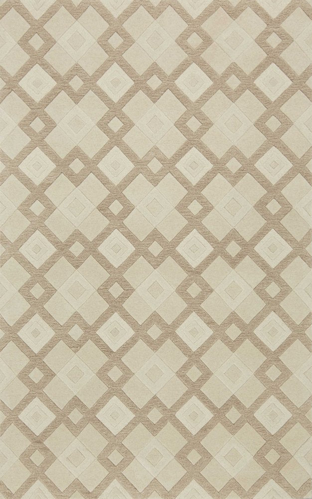 2' X 4' Ivory And Brown Wool Geometric Hand Tufted Area Rug