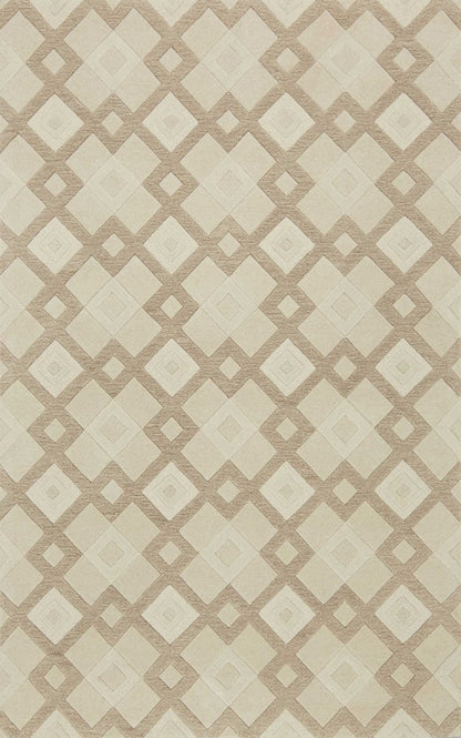 2' X 4' Ivory And Brown Wool Geometric Hand Tufted Area Rug