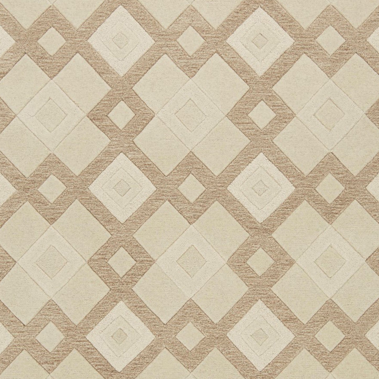 2' X 7' Ivory Diamond Tiles Wool Runner Rug