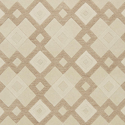 2' X 4' Ivory And Brown Wool Geometric Hand Tufted Area Rug