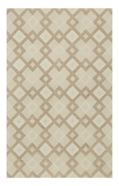 2' X 7' Ivory Diamond Tiles Wool Runner Rug