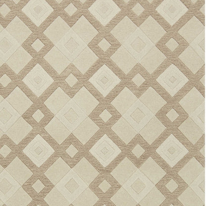 2' X 7' Ivory Diamond Tiles Wool Runner Rug