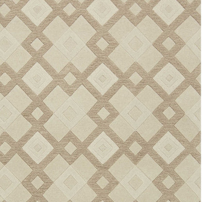 2' X 4' Ivory And Brown Wool Geometric Hand Tufted Area Rug
