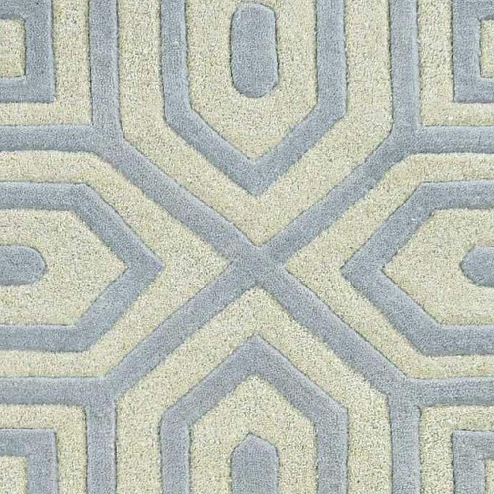 2' X 4' Gray And Ivory Wool Geometric Hand Tufted Area Rug