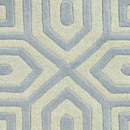 2' X 4' Gray And Ivory Wool Geometric Hand Tufted Area Rug