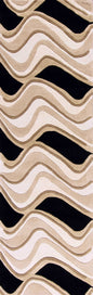 2' X 4' Black Or Beige Waves Wool Area Rug