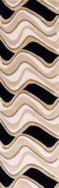 7' Beige And Black Wool Abstract Hand Tufted Runner Rug