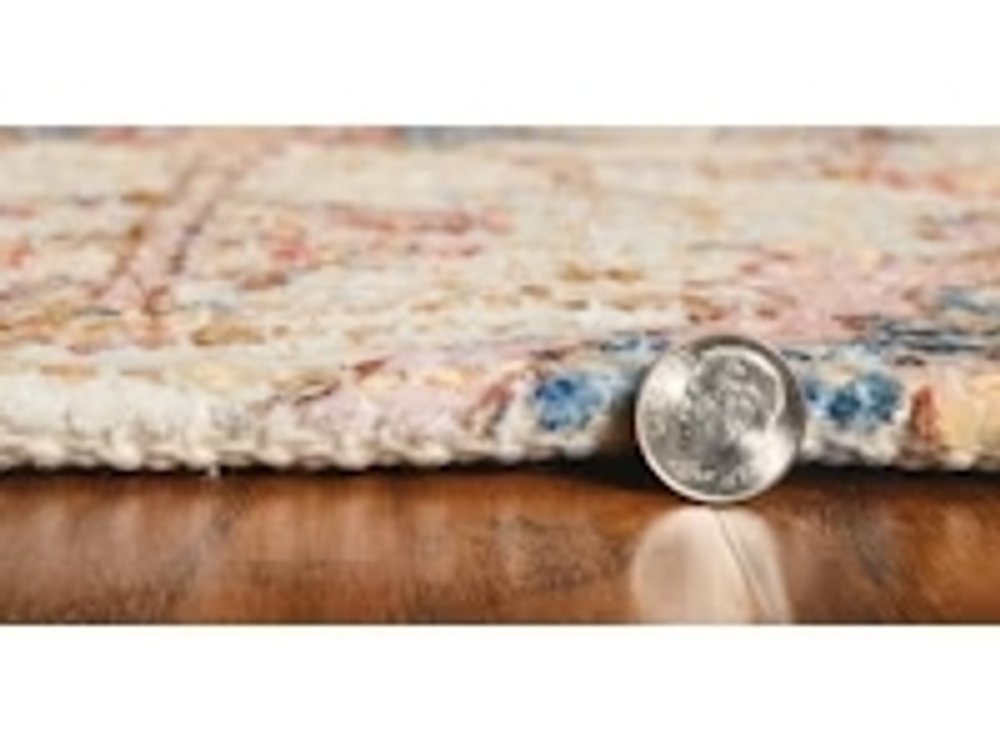 3' X 5' Blue Beige And Brick Red Jute Medallion Hand Woven Area Rug