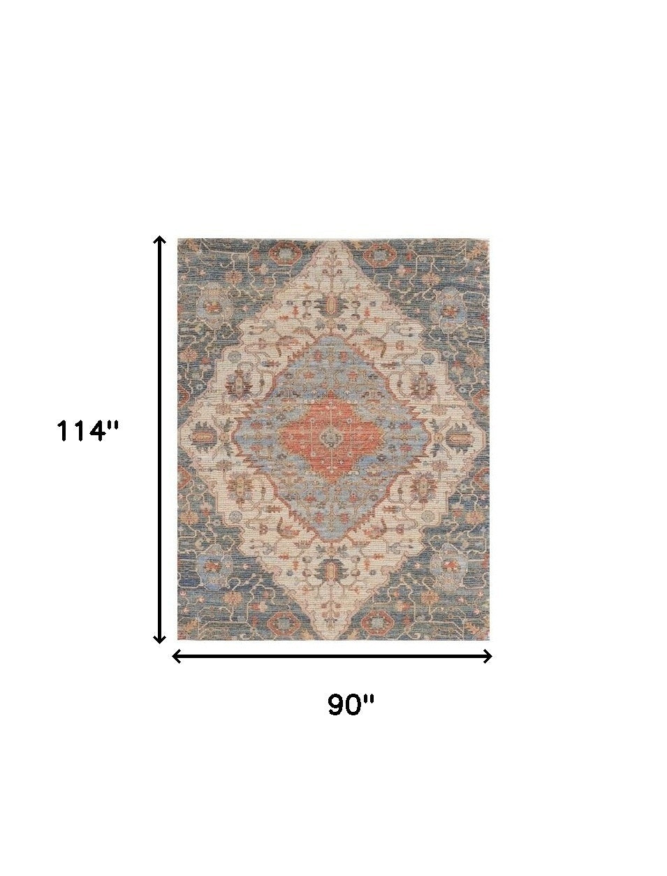 8' X 10' Blue Red Hand Woven Diamond Medallion Indoor Area Rug