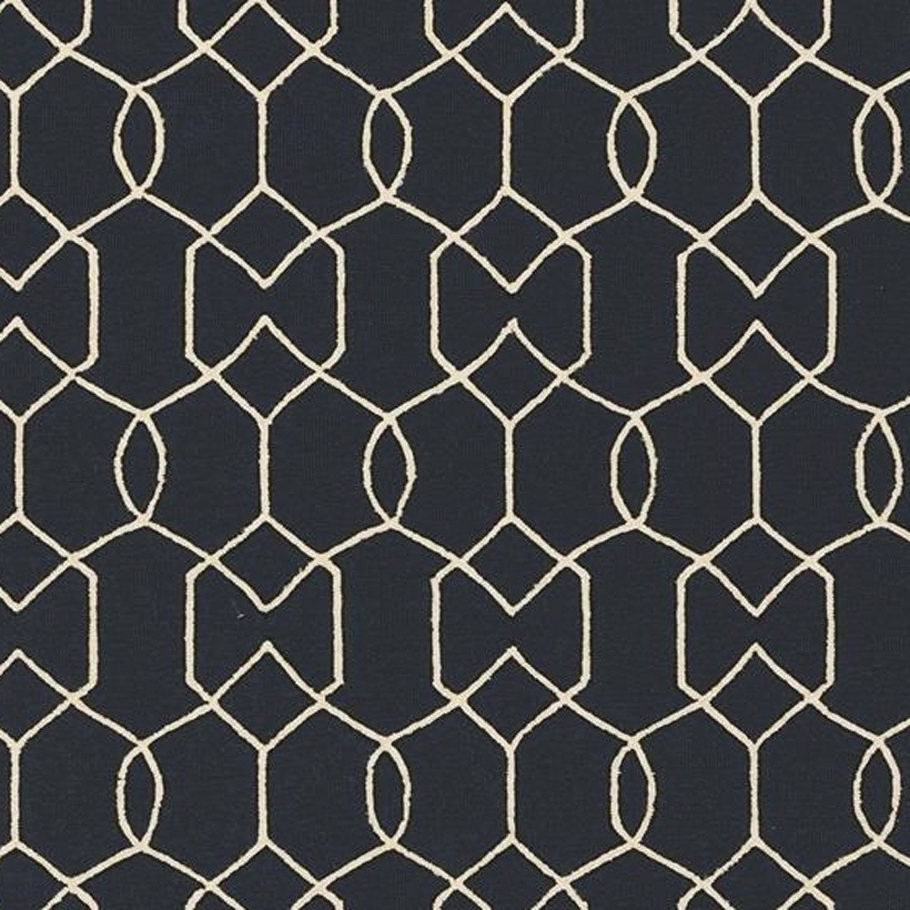 3' X 5' Navy Blue And Ivory Geometric Hand Hooked Area Rug