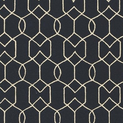 3' X 5' Navy Blue And Ivory Geometric Hand Hooked Area Rug
