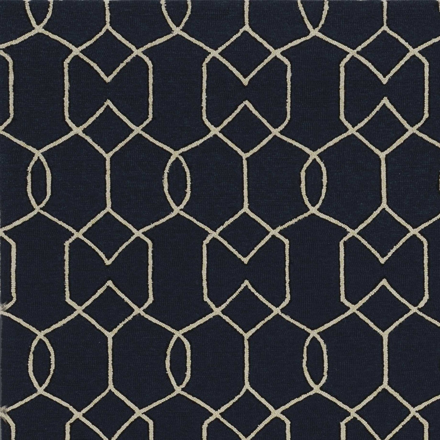 3' X 5' Navy Blue Hand Hooked Area Rug