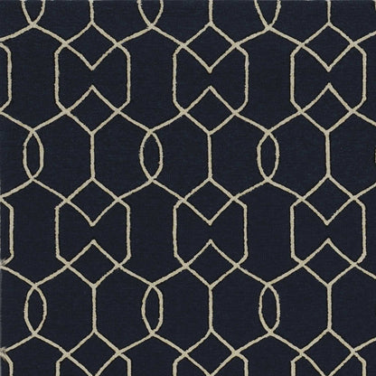 3' X 5' Navy Blue Hand Hooked Area Rug