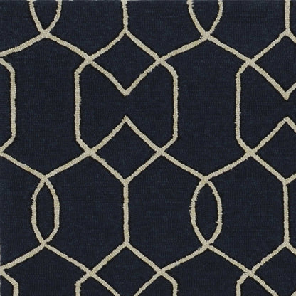 3' X 5' Navy Blue Hand Hooked Area Rug